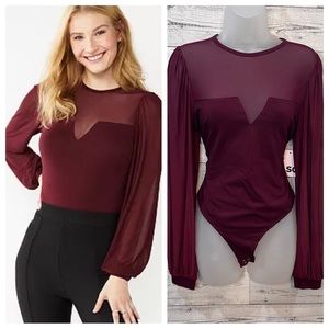 SO Burgundy Notched Front Bodysuit Size XL